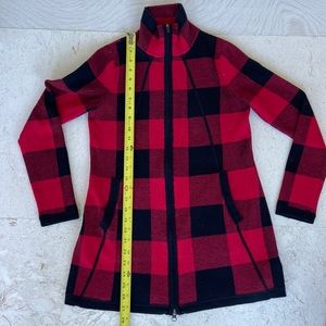 Red plaid Adrienne Vittadini zip up sweaterXS